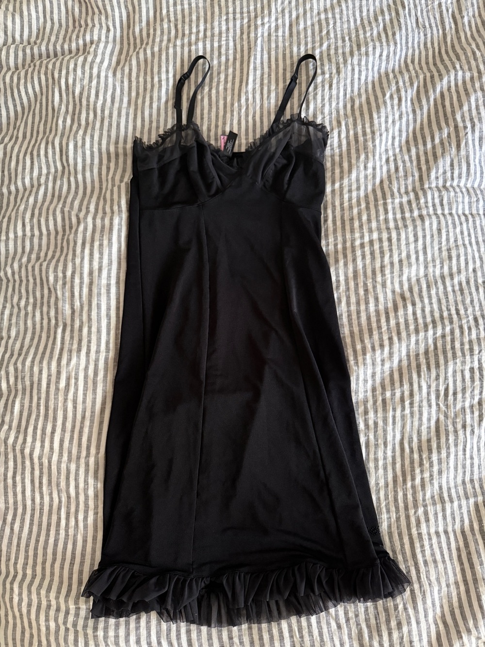 Vintage Victoria's Secret Black Slip with Sheer Details